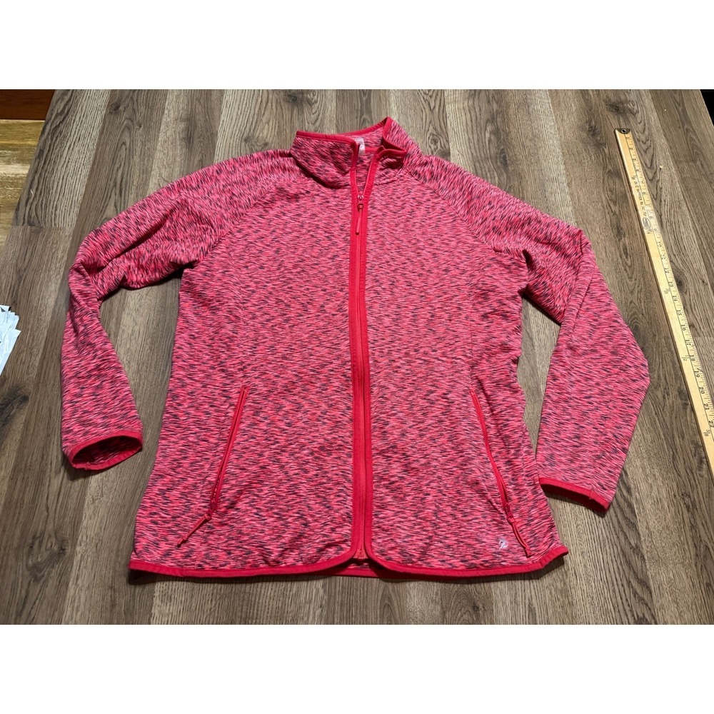 Energy Zone Full Zip Jacket Girl Large 12-14 Pink Space Dye Activewear Excellent